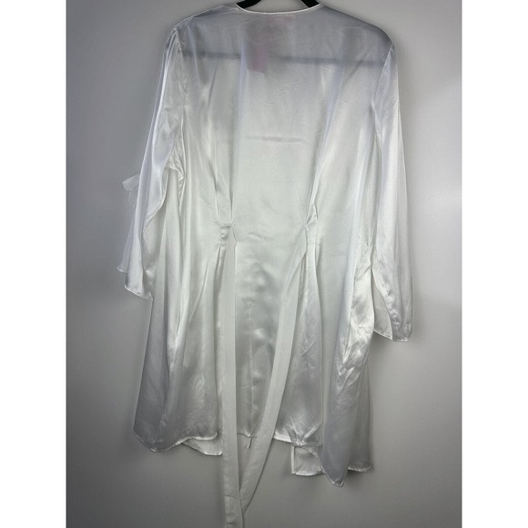 Oscar De La Renta Lace Trim Robe Satin Like Always A Bride White Plus Size 1X - Picture 4 of 12